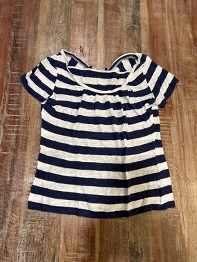 Weekend Max Mara Vintage Navy and White Nautical Stripe Cotton/Linen Top